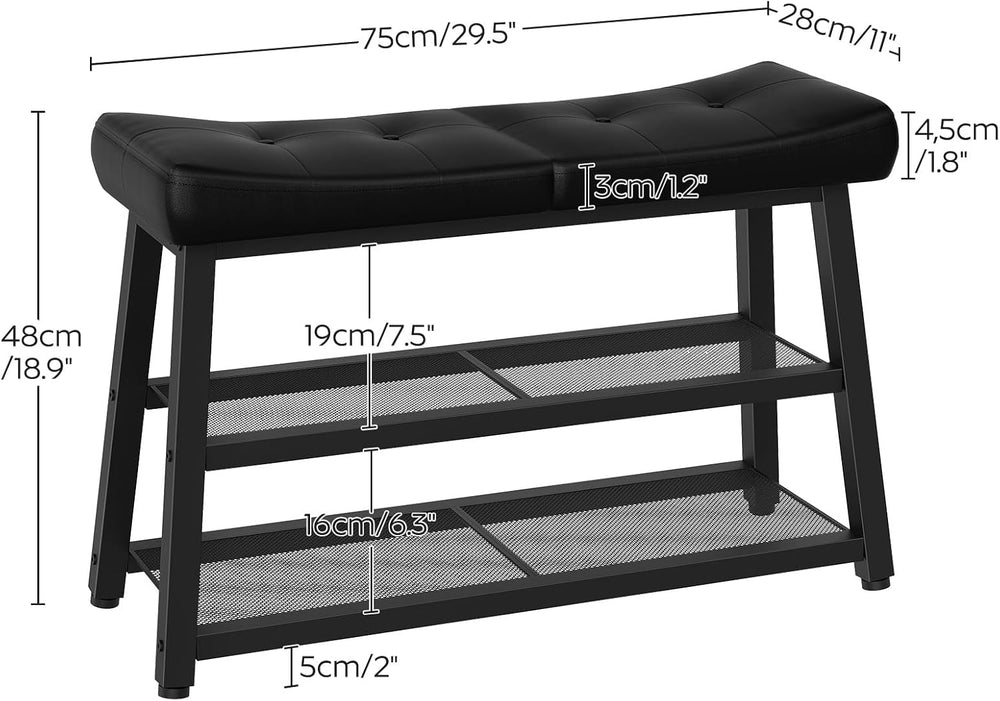 YATINEY Shoe Bench, 3-Tier Shoe Rack, Entryway Bench with Storage and Cushion...