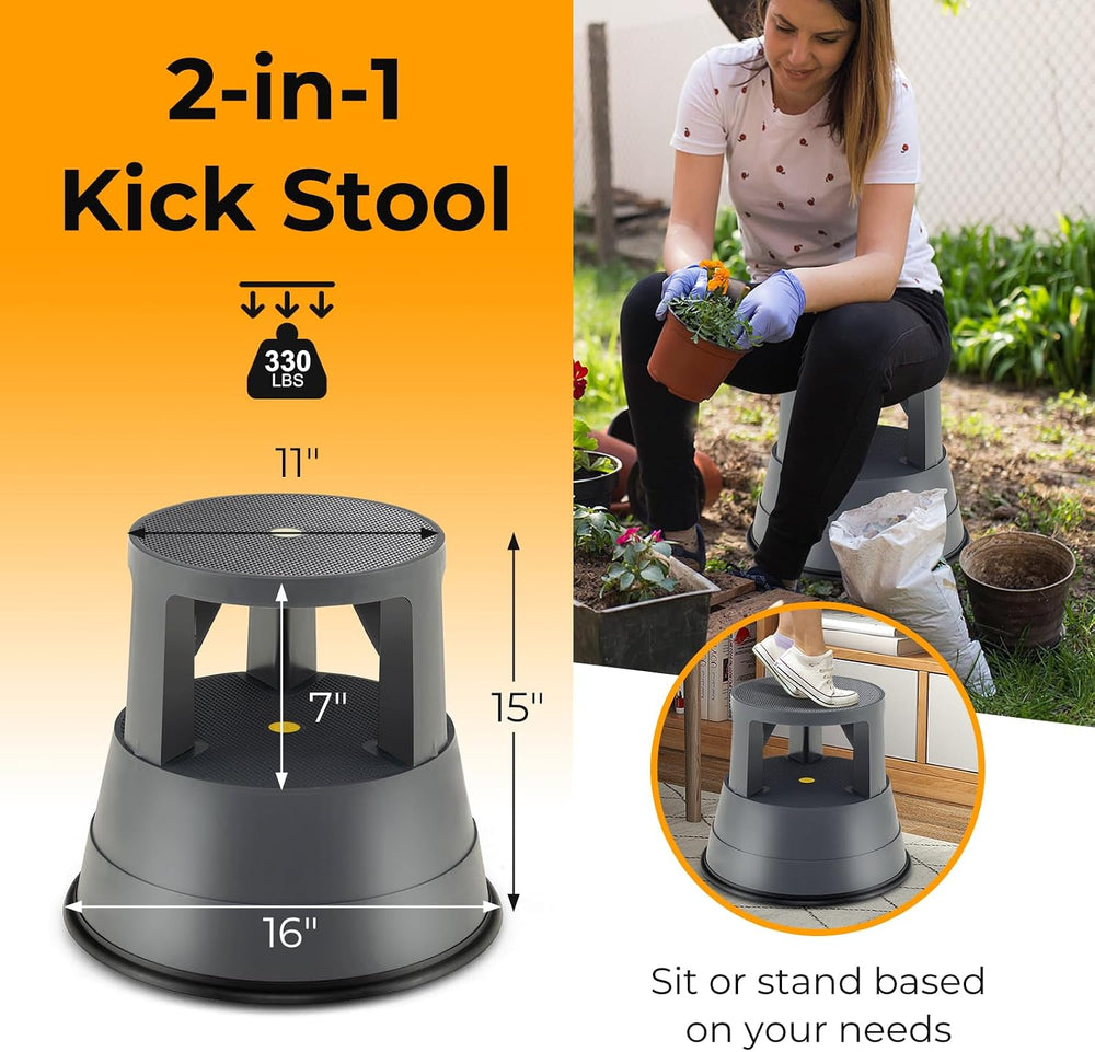 BETTARY Rolling Step Stool with Wheels, Kick Step Stool with 330 LBS Weight C...