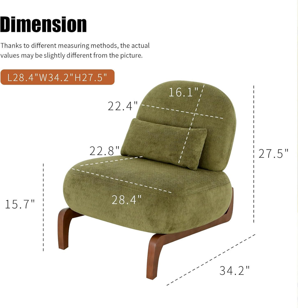KEIKI Cute Comfy Accent Chair with Solid Wood Legs, Velvet Upholstered Single...