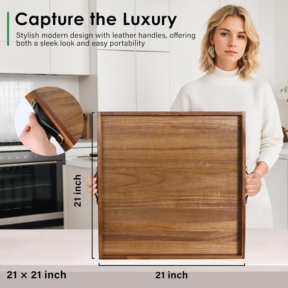 Joy&Grace Extra Large Square Ottoman Tray for Living Room Coffee Table 21...