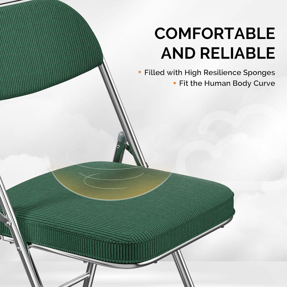 VINGLI Folding Chairs with Padded Seat & Backrest, Metal Frame, Durable C...