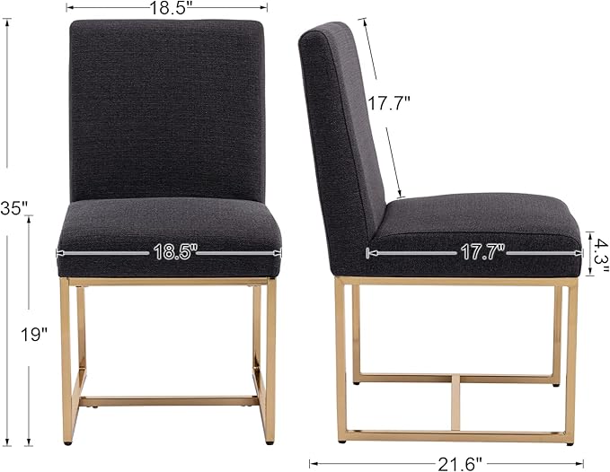 CIMOTA Black Modern Dining Chairs Set of 2, Upholstered Dining Room Chairs Ar...
