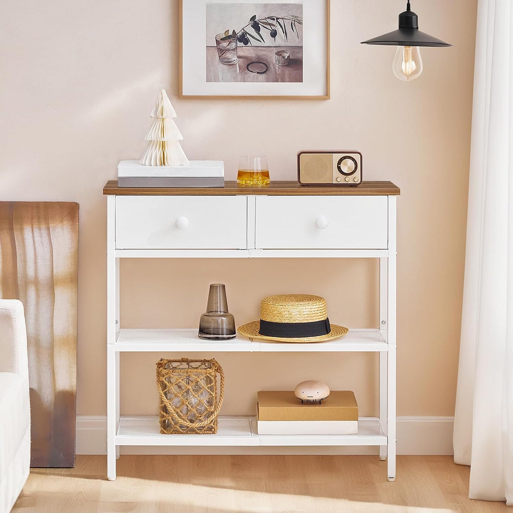 HOOBRO 29.5" Narrow Console Table with 2 Fabric Drawers, Sofa Table, Sma...