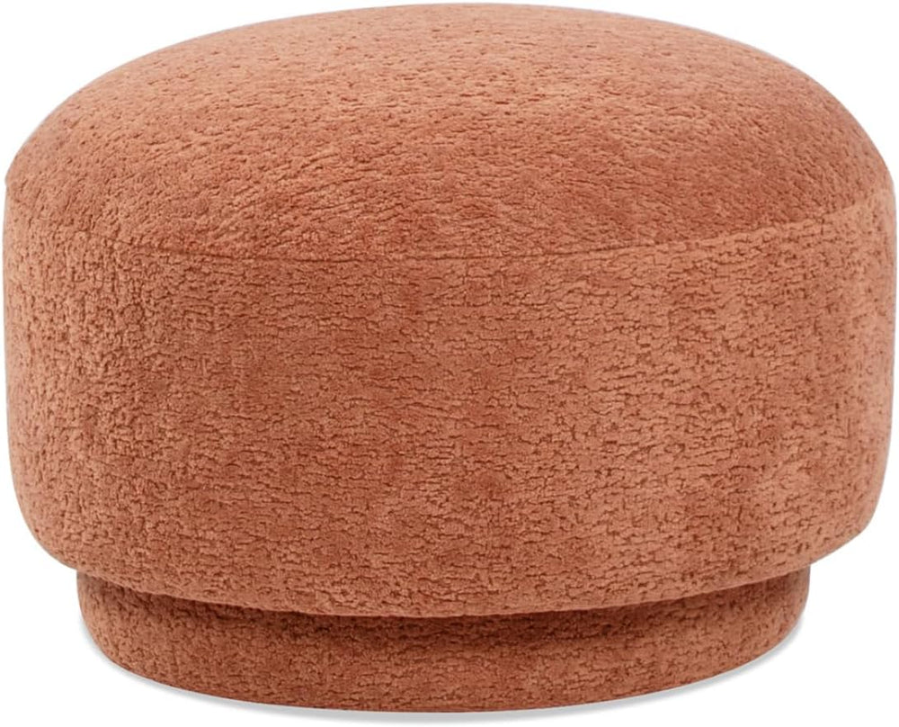 15" Mushroom Footstool Ottoman, Spice Orange Fleeced Teddy