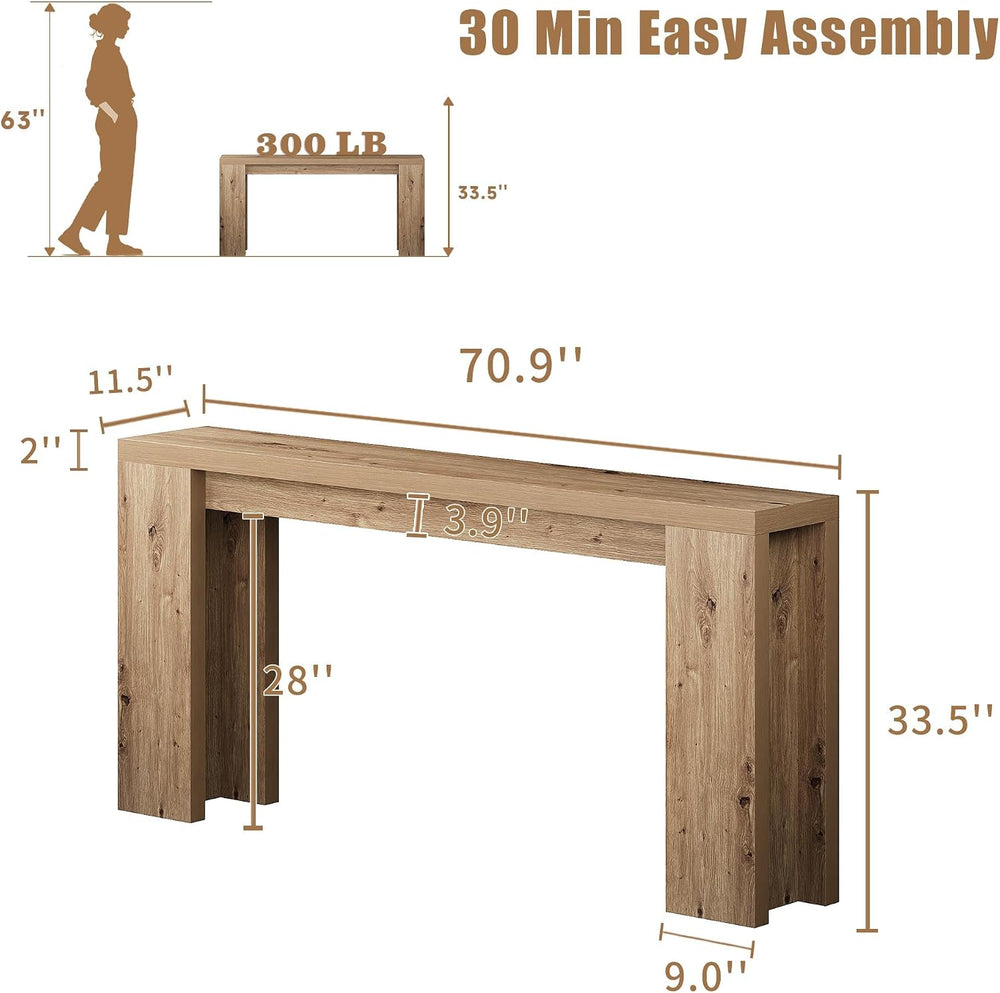 karlott 70.9" Extra Long Console Table, Farmhouse Entryway Table, Brown ...