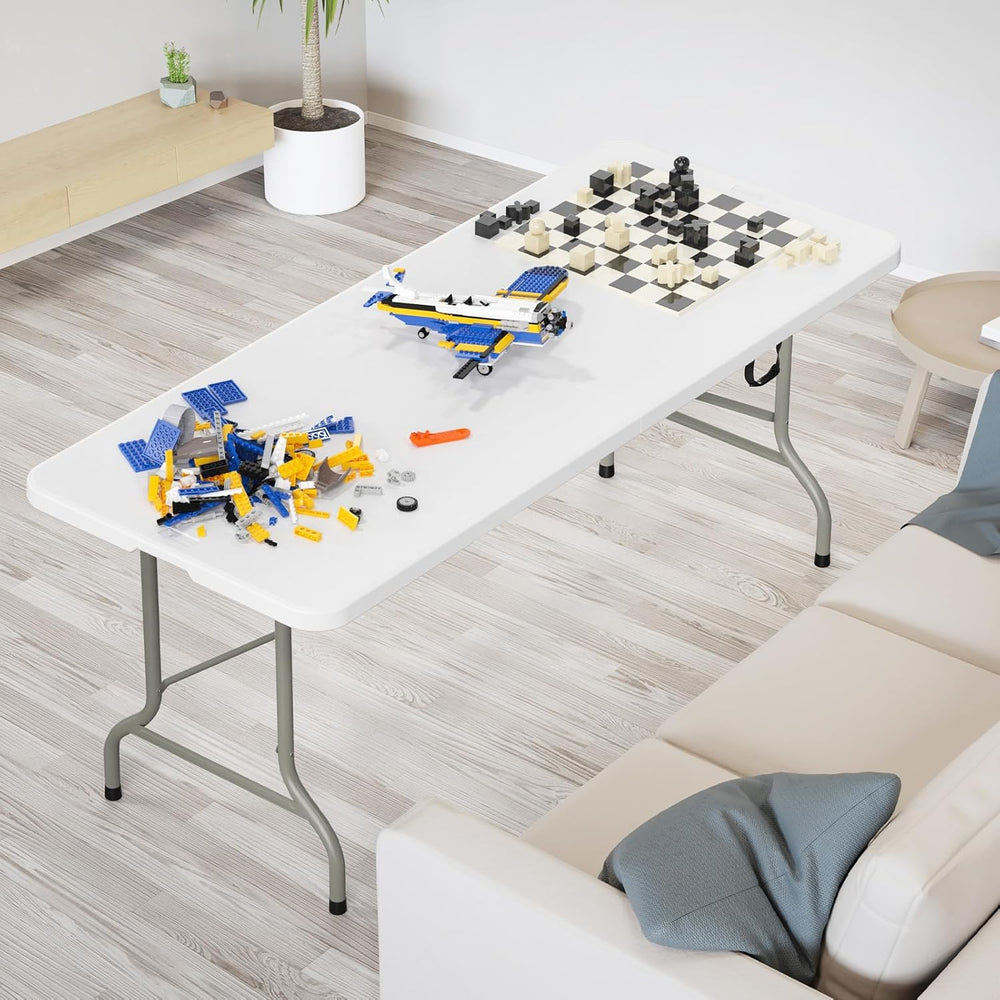 VINGLI 6-Foot Portable Plastic Folding Table,Rectangular HDPE Tabletop Foling...