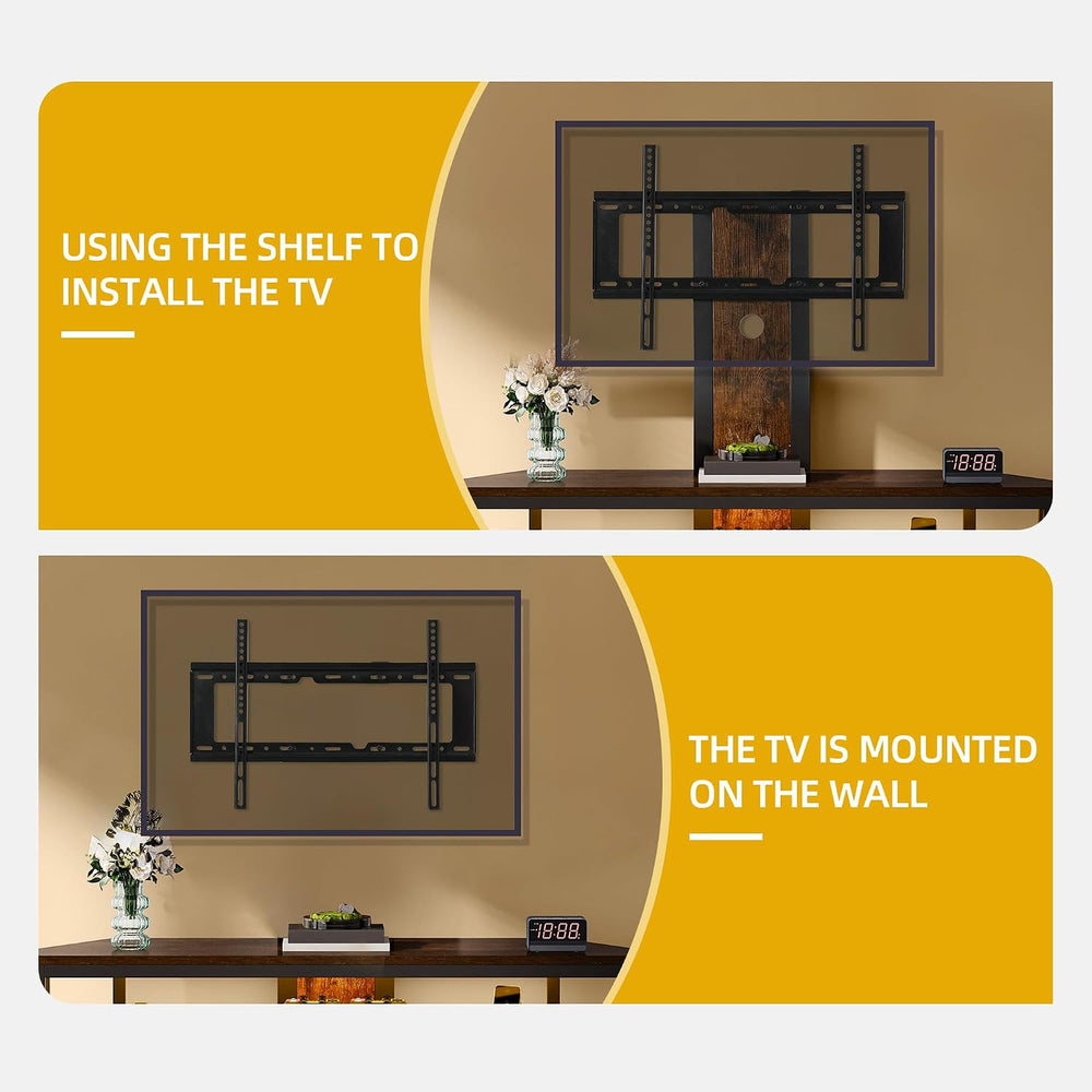 DWVO Corner TV Stand with Mount & LED, Height Adjustable, Rustic Brown | ...
