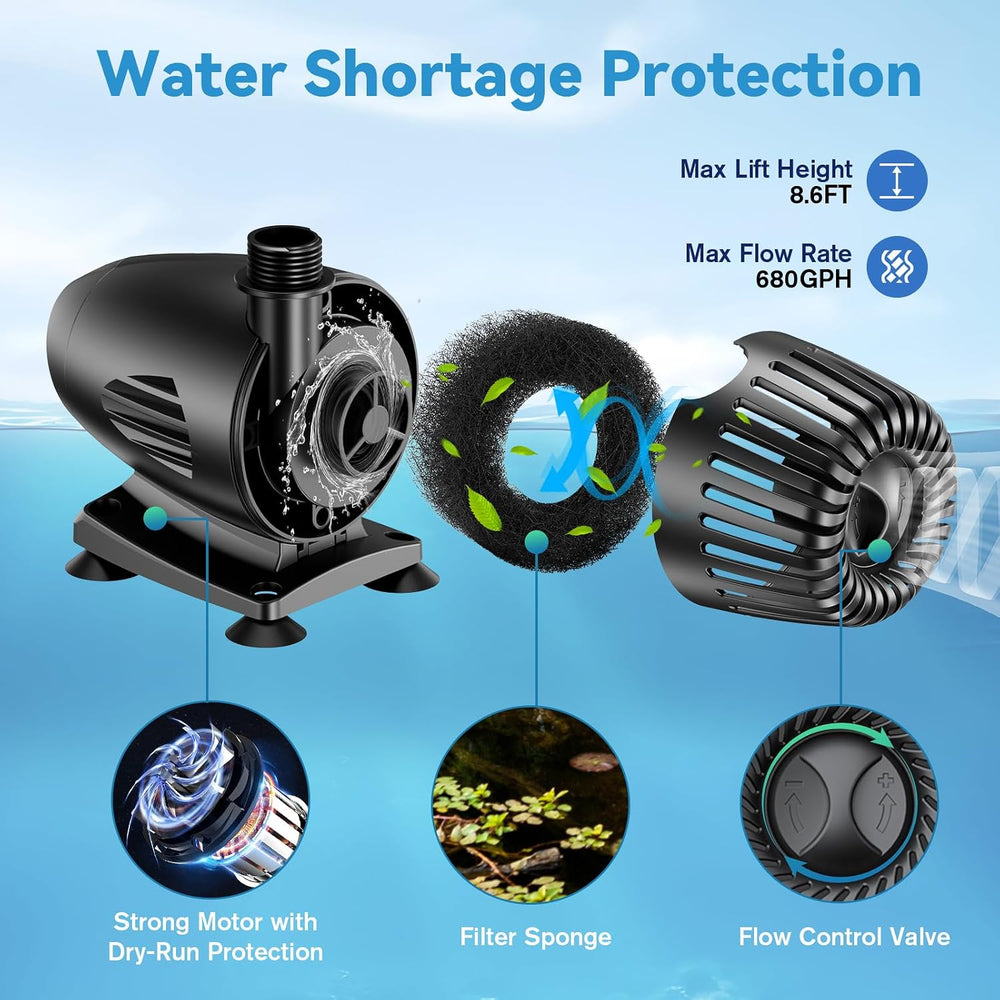 70W Solar Water Pump, Solar Water Fountain with Water Shortage Protection, So...