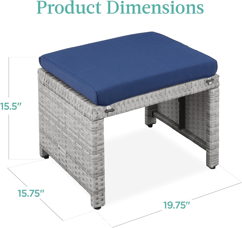 Best Choice Products Set of 2 Wicker Ottomans, Multipurpose Outdoor Furniture...