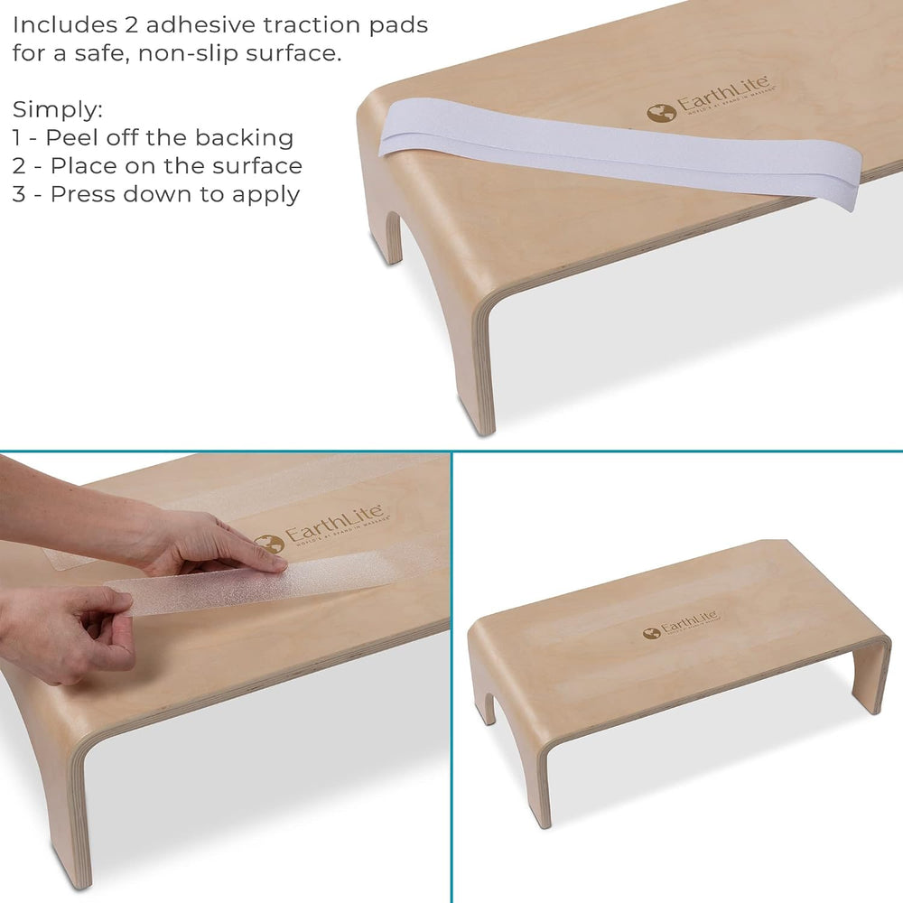 EARTHLITE Wooden Step Stool - Beautiful Finish, Large Surface, Strong & S...