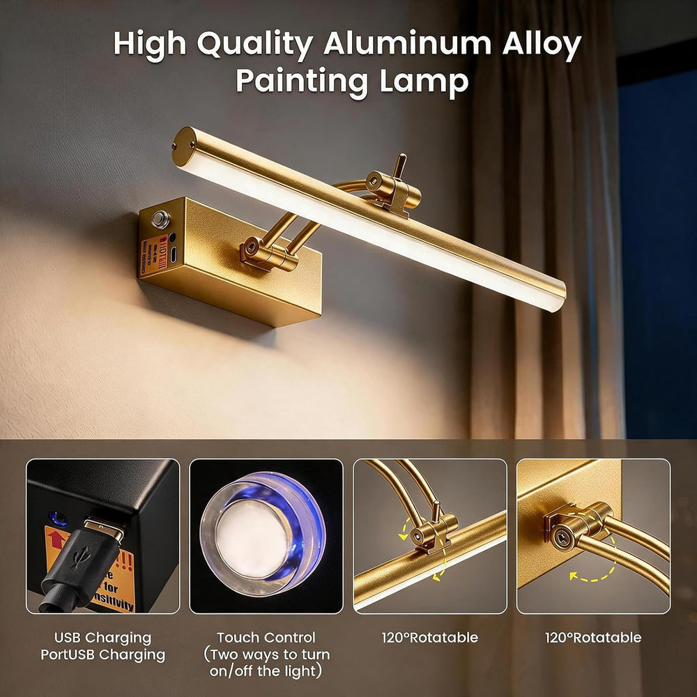 Yuichoy 4 Pack Picture Light Battery Operated for Wall, 12" Wireless Art...