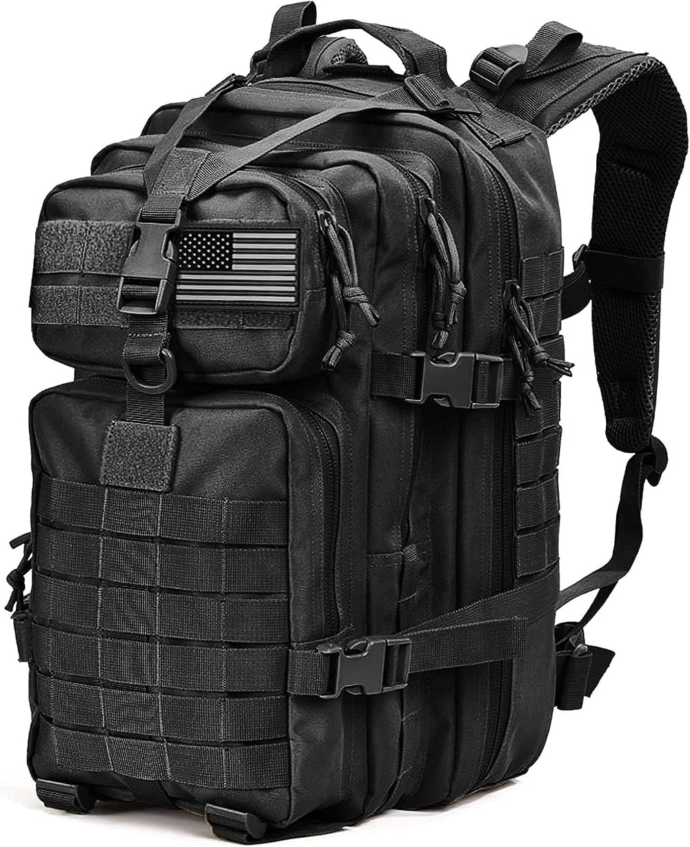 Tru Salute 45L Military Black Tactical Backpack Large Army 3 Day Pack Molle B...