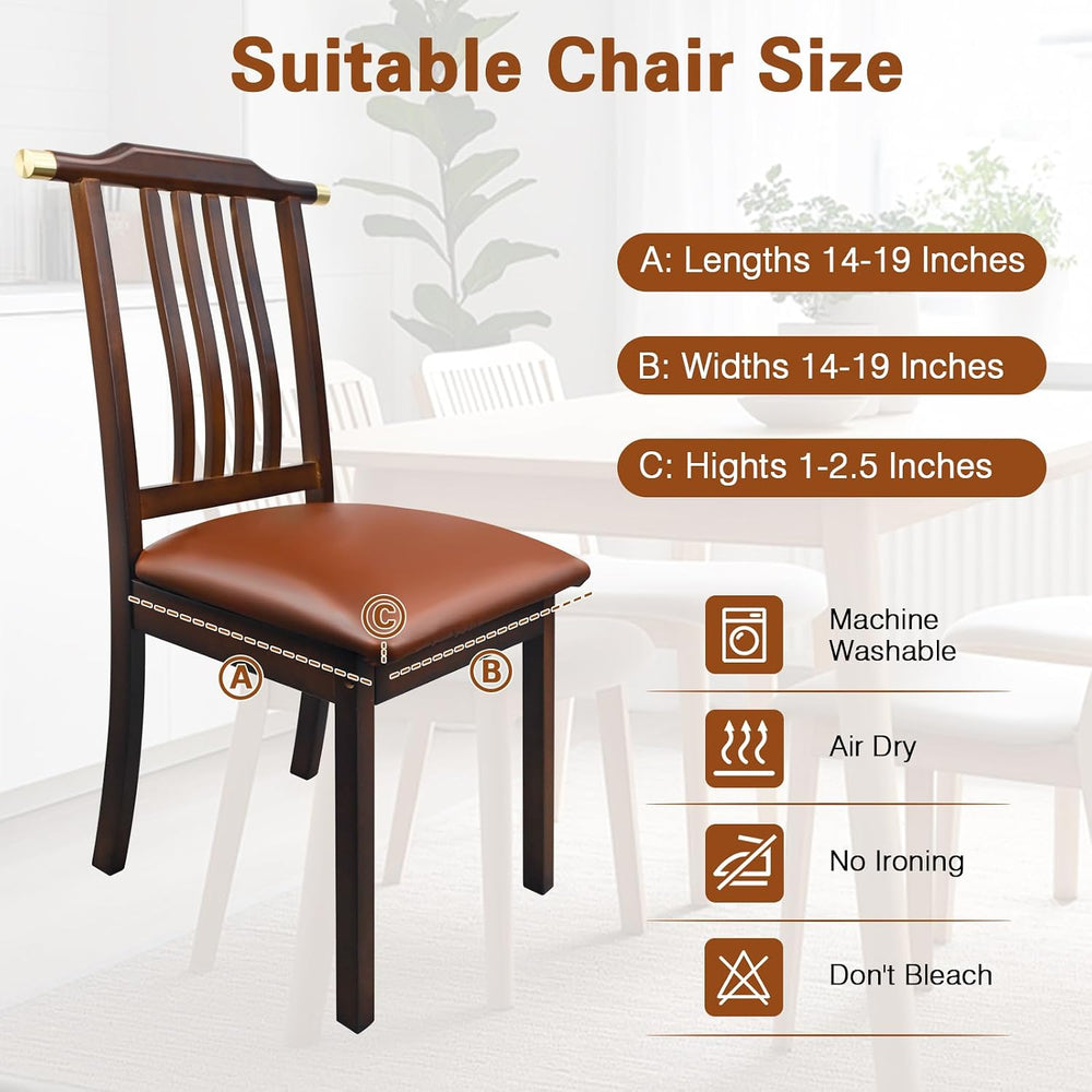 Leather Seat Covers for Dining Chairs Waterproof Chair Seat Covers Set of 6 O...