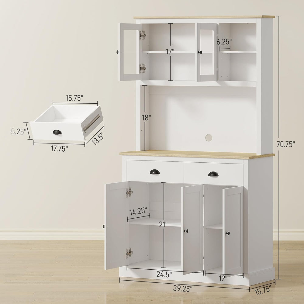 HOMCOM Kitchen Pantry Storage Cabinet with Microwave Stand, 71" Modern K...