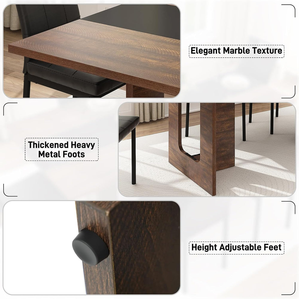 Squireewo 70 INCH Dining Table for 4 6 People, Modern Wooden Dining Table W/T...