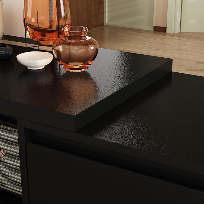 Expandable TV Stand Media Console Table, Modern Entertainment Center with Thr...