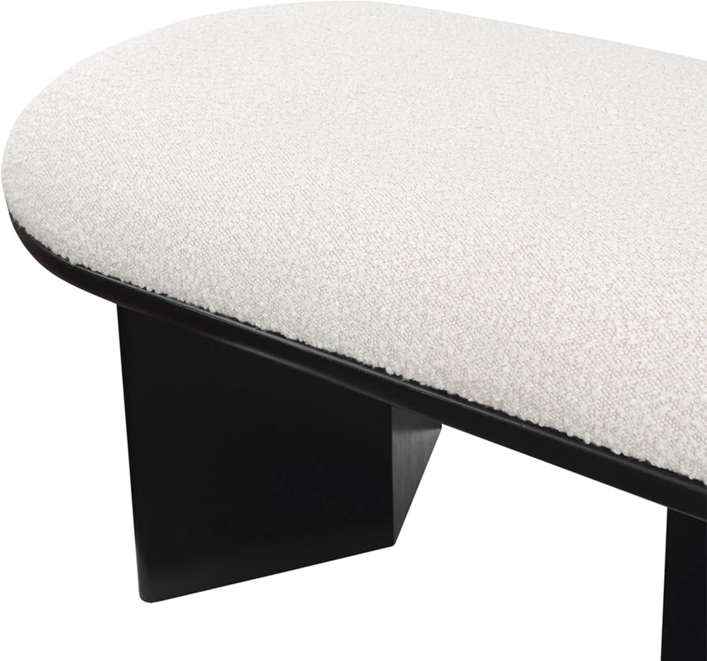 Meridian Furniture 22005Cream Wilshire Collection Art Deco Bench with Luxurio...