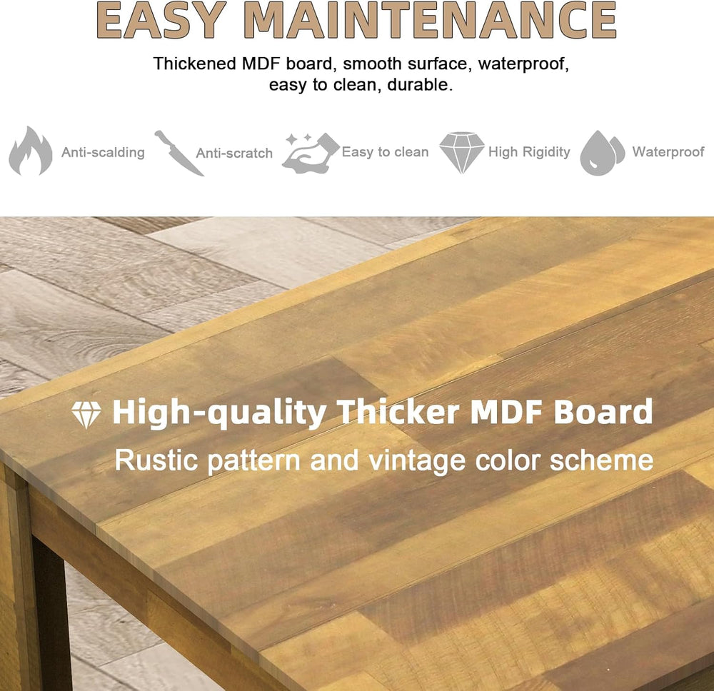 71" Kitchen Dining Table for 6-8, Farmhouse Wood Rectangular Dinner Table