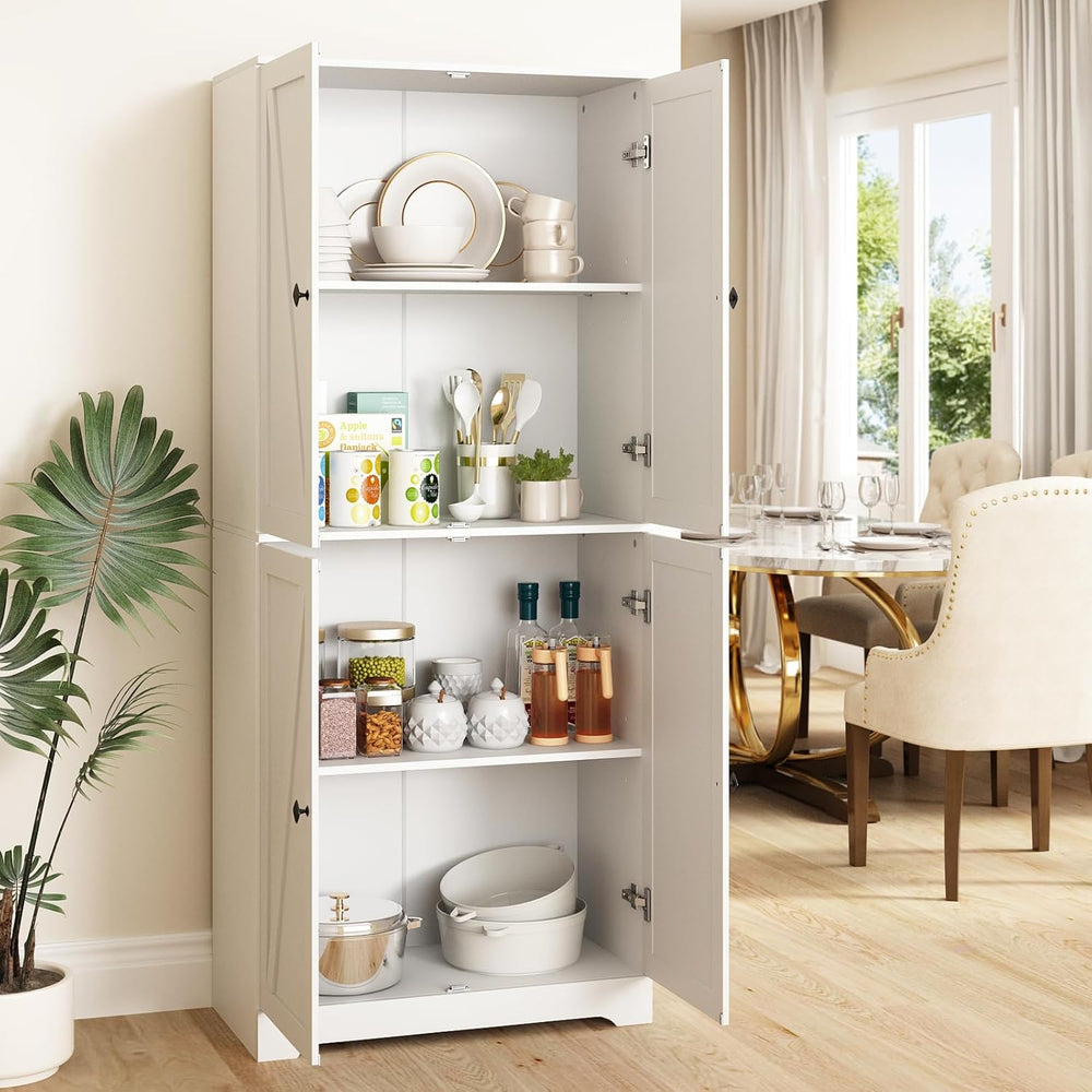 CARPETNAL Farmhouse Pantry Cabinet Set of 2, 72" Tall Wooden Storage Cab...