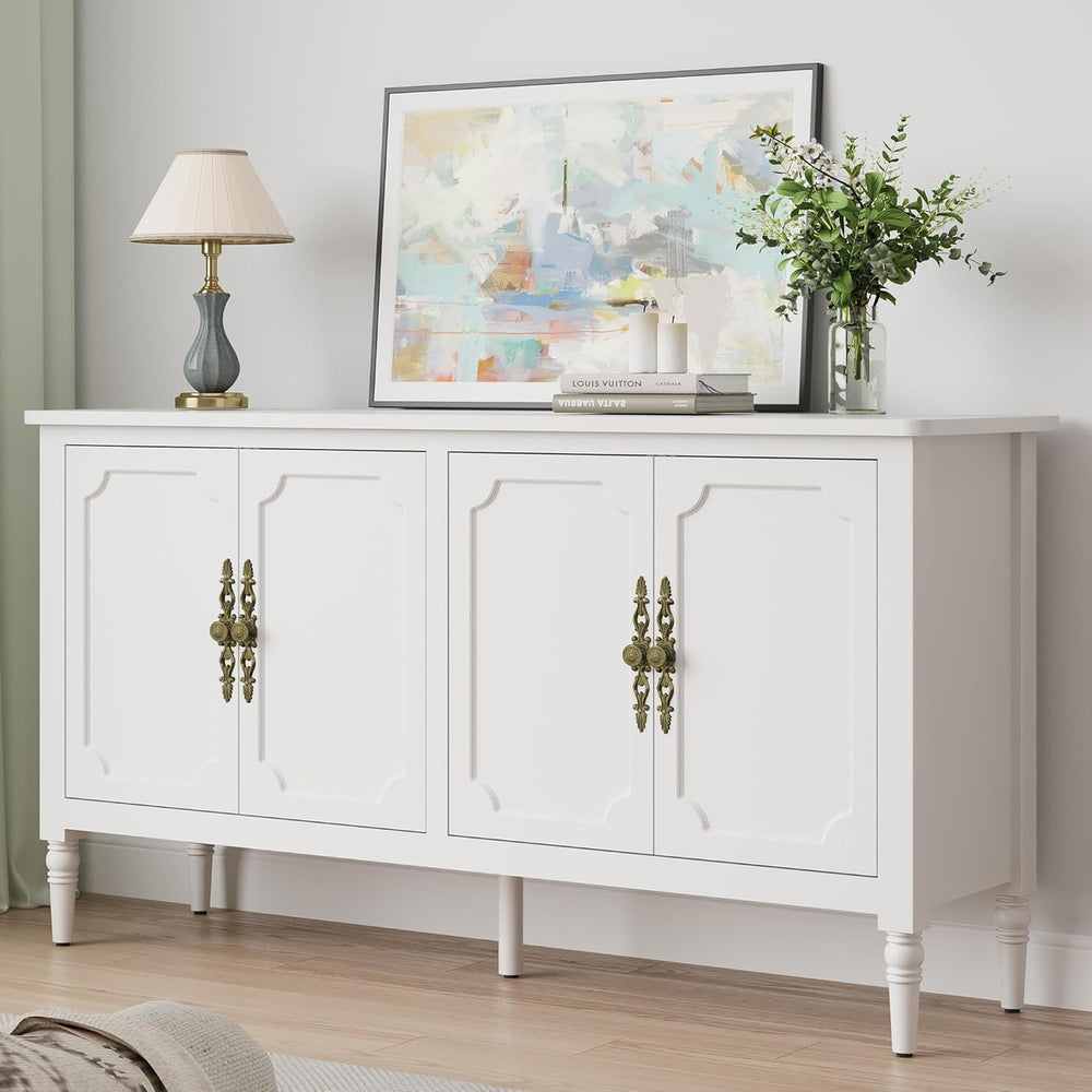 FansaFurn 58'' Large Sideboard Buffet Cabinet with 4 Doors, Modern Cr...