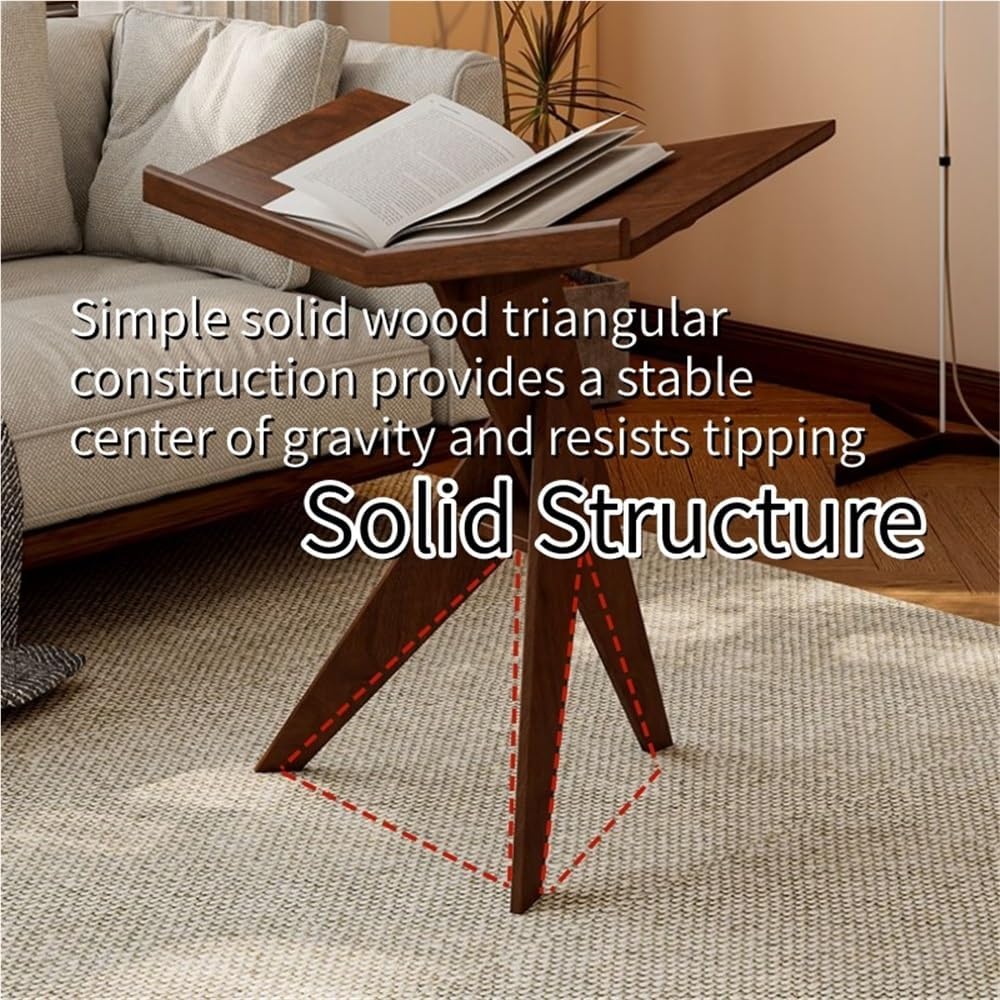 Solid Wood Floor Book Stand for Reading, Irregular Side Table Used for Readin...