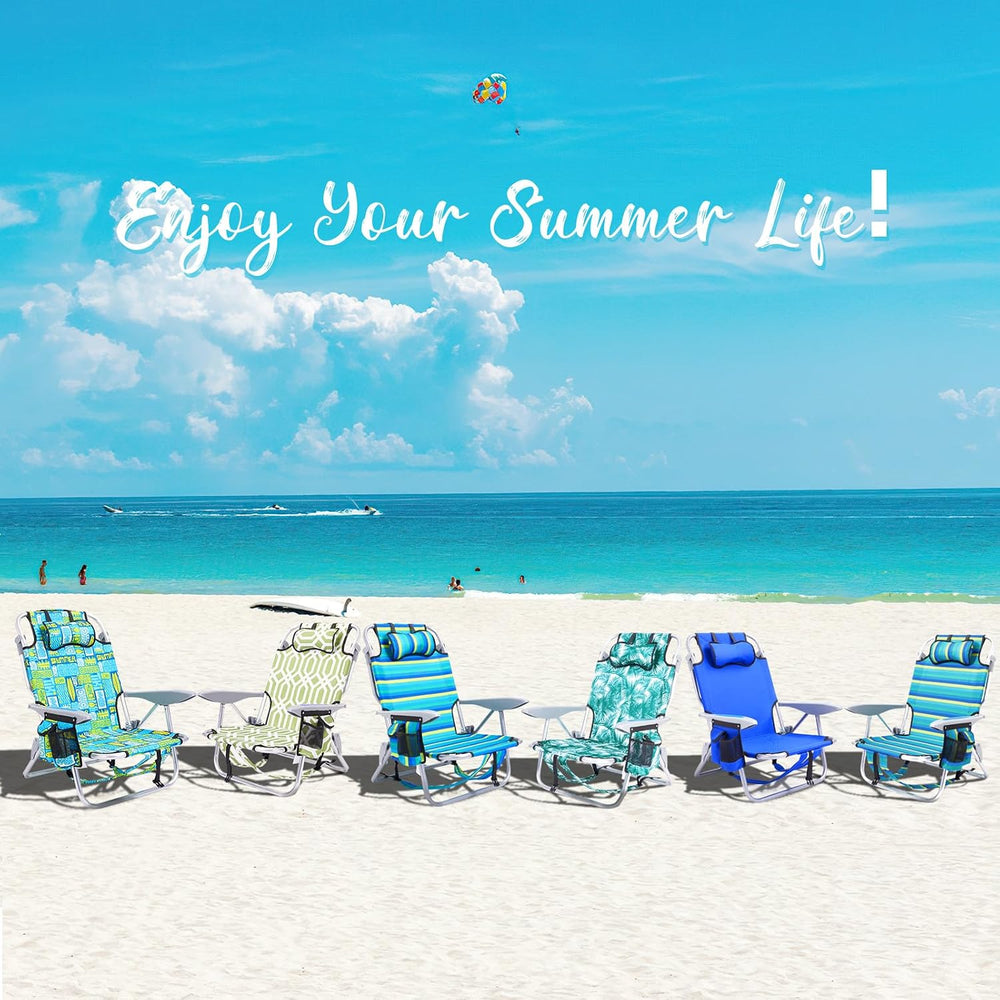 Portable Beach Chair for Adults, Outdoor Camping Chair Lay Flat Folding Backp...
