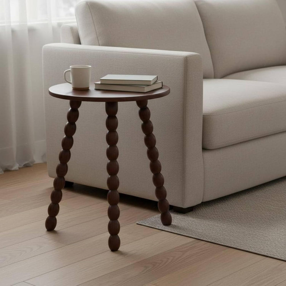 Round Bobbin Leg Table Smooth Rounded Edges Bobbin Leg Side Table Anti-Slip F...