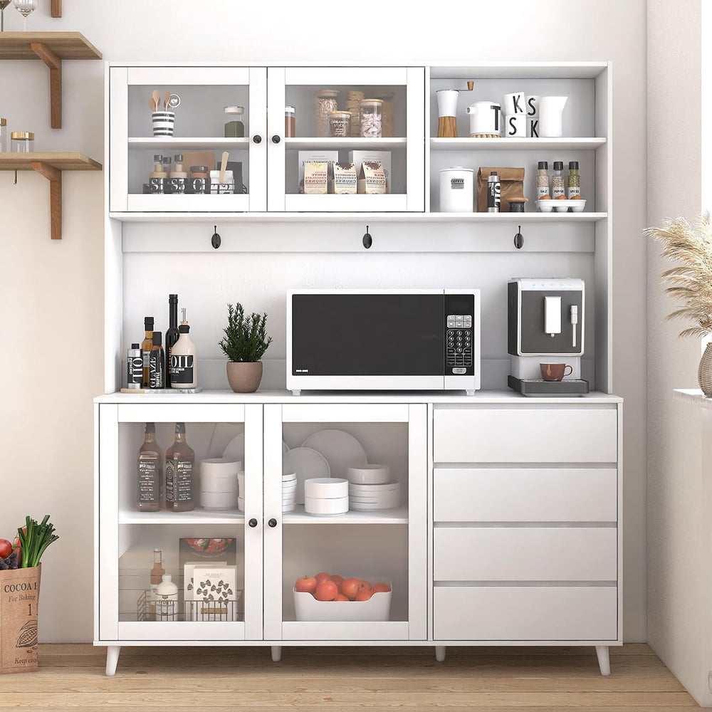 74.8" Tall Kitchen Pantry Storage Cabinet, Modern Food Pantry Cabinet wi...