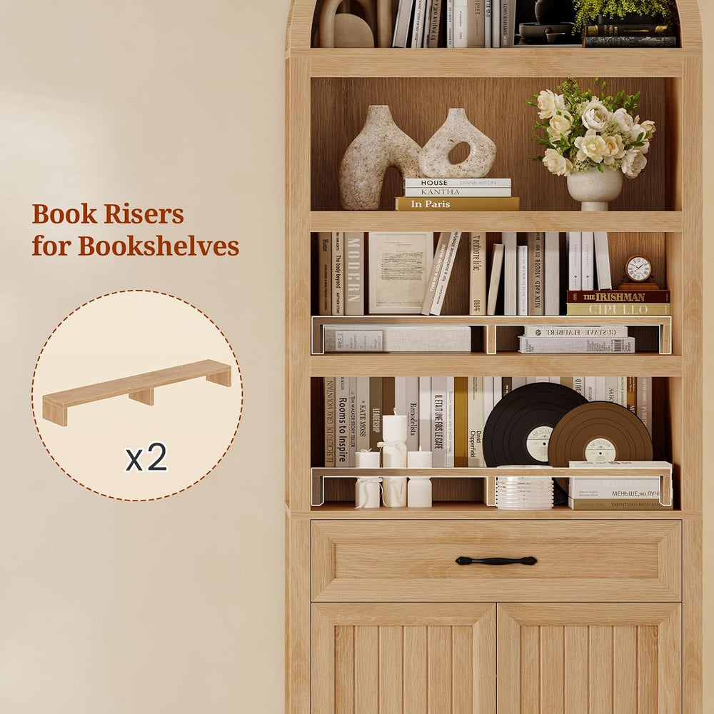 84.2" Tall Arched Cabinets,Bookcase with Drawer storage,Mid-Century Mode...