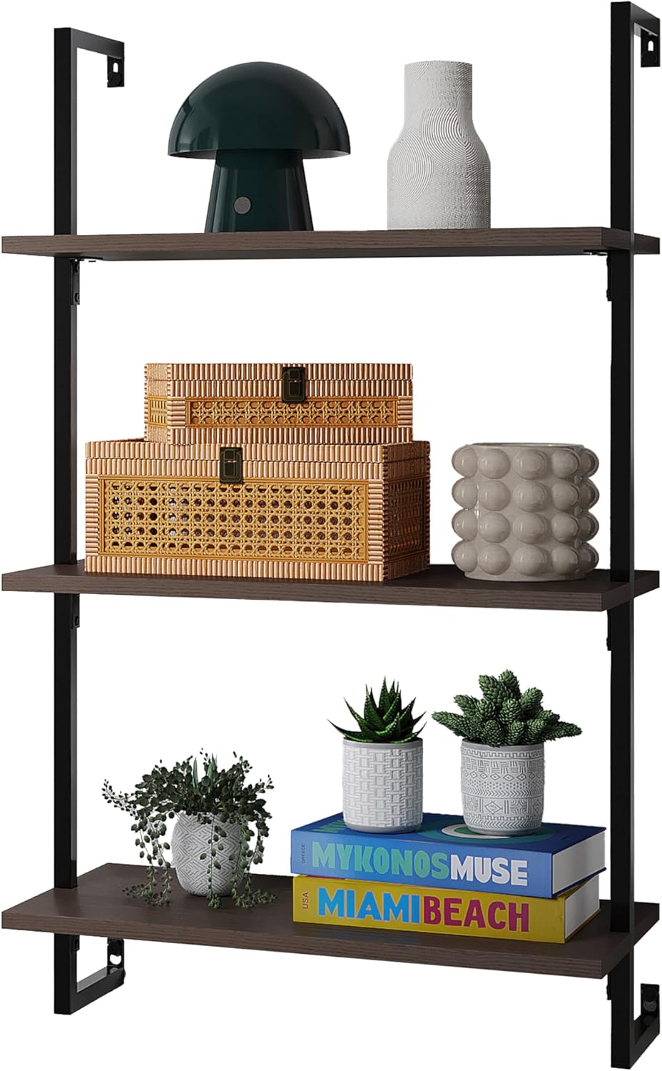 happimess MSH1000C Madera 40.55" Classic Industrial 3-Shelf Wood Wall-Mo...
