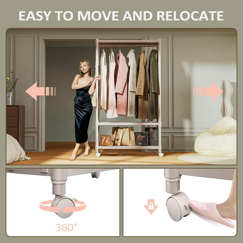 IZEUK Heavy Duty Rolling Garment Rack Wire Clothes Rack for Hanging Clothes (...