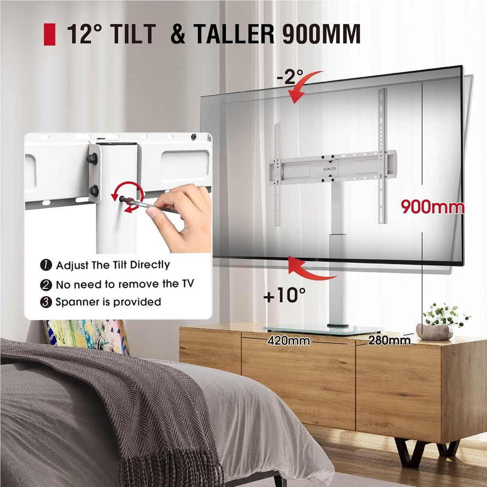 Swivel Universal TV Stand for 32-75 inch TVs with Tilt Down/Up, 8 Levels Heig...