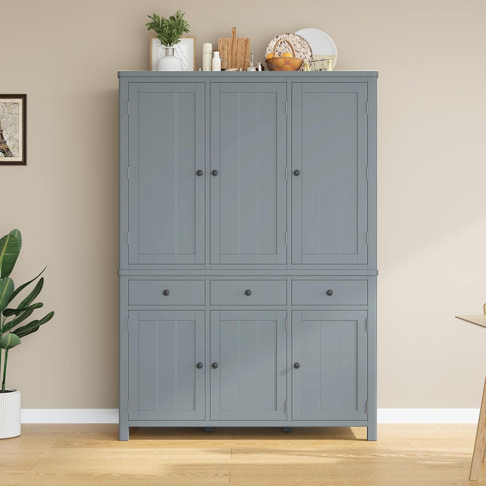 Merax 74.8'' Tall Kitchen Pantry Storage Cabinet with 6 Doors, 3 Draw...