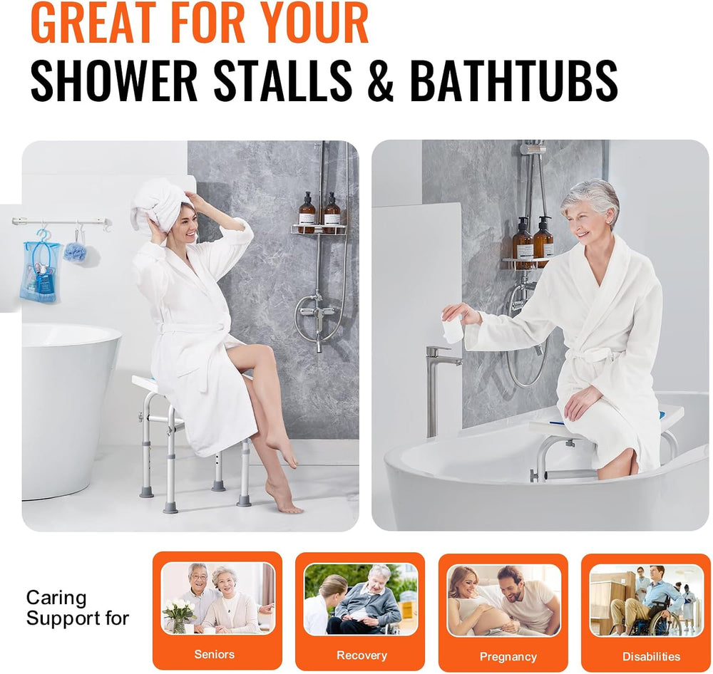 VEVOR Shower Chair for Inside Shower, Adjustable Height Shower Stool with Cro...