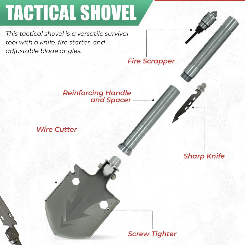 Survival Kit Emergency Supplies 298 Pcs - First Aid, Tactical Shovel, Compass...