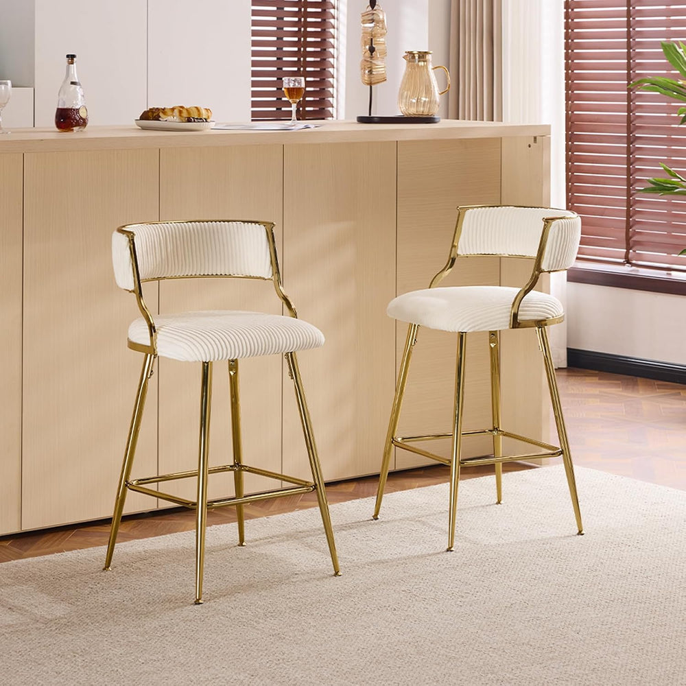 VINGLI Velvet Counter Height Bar Stools Set of 2, 26" H Counter Bar Stoo...