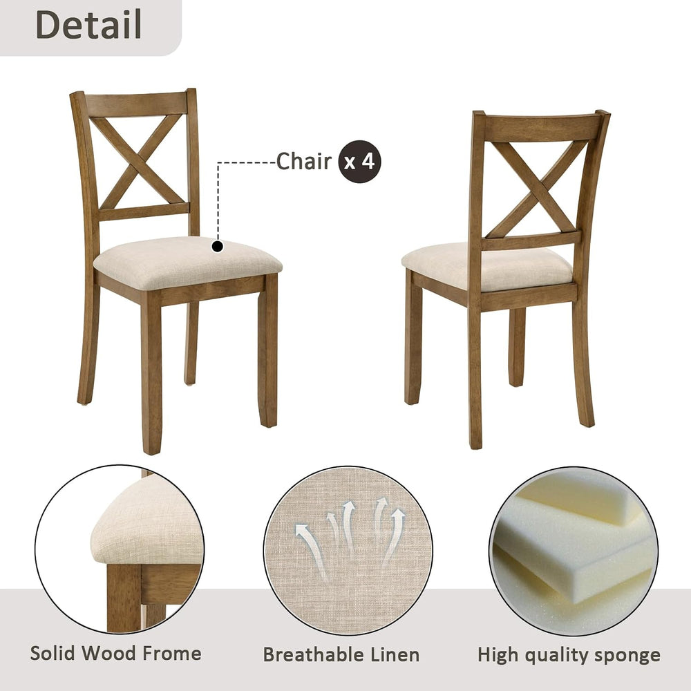 LUMISOL 5-Piece Dining Table Set for 4, Farmhouse Kitchen Table Set with 4 Up...