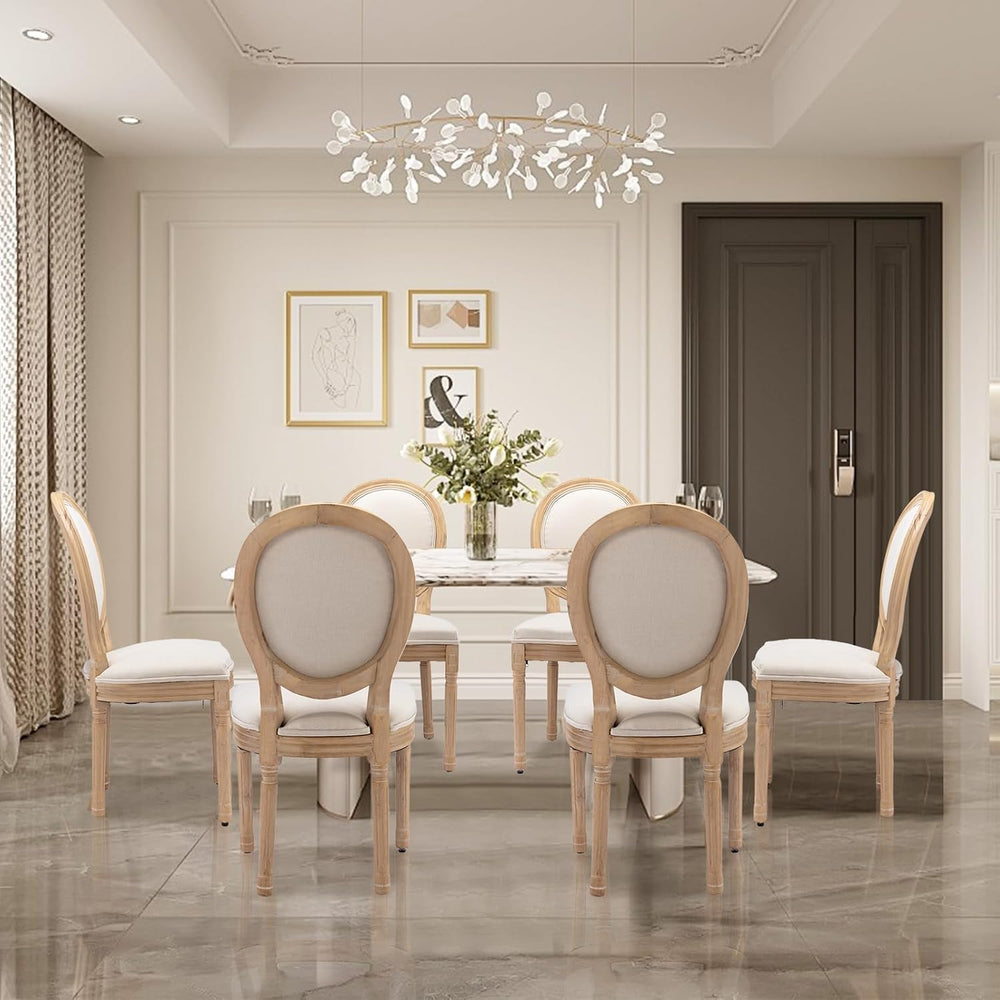 SoarFlash French Dining Chairs Set of 6, Vantage Dining Chair with Round Back...