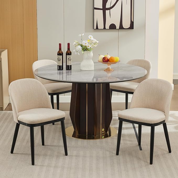 Wooden Dining Chairs Set of 2,Upholstered Kitchen Dining Room Chairs with Cur...