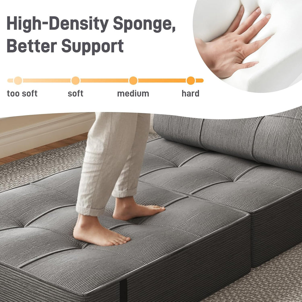 XVD Folding Sofa Bed with Ottoman, 3-in-1 Convertible Floor Sleeper Chair w/2...