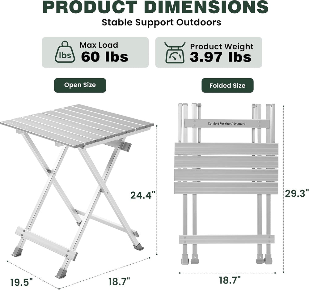 SUNNYFEEL Folding Camping Table - Lightweight Aluminum Portable Picnic Table ...