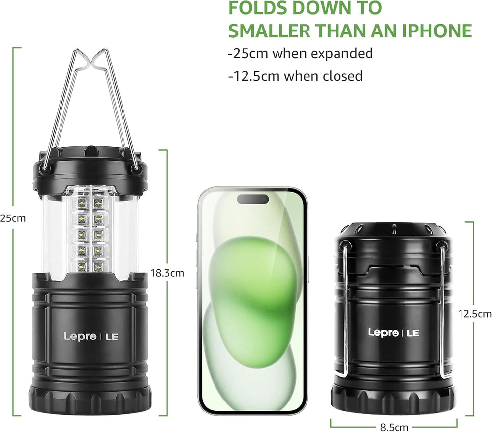 Lepro LED Camping Lanterns, 4 Pack, Collapsible, IPX4 Water Resistant