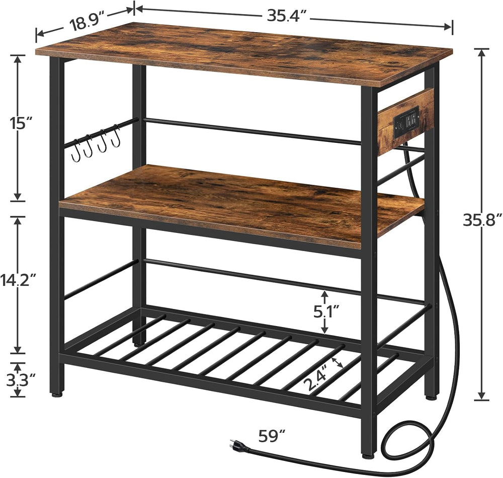 HOOBRO Kitchen Island with Storage, Kitchen Island Table with Power Outlet, 3...
