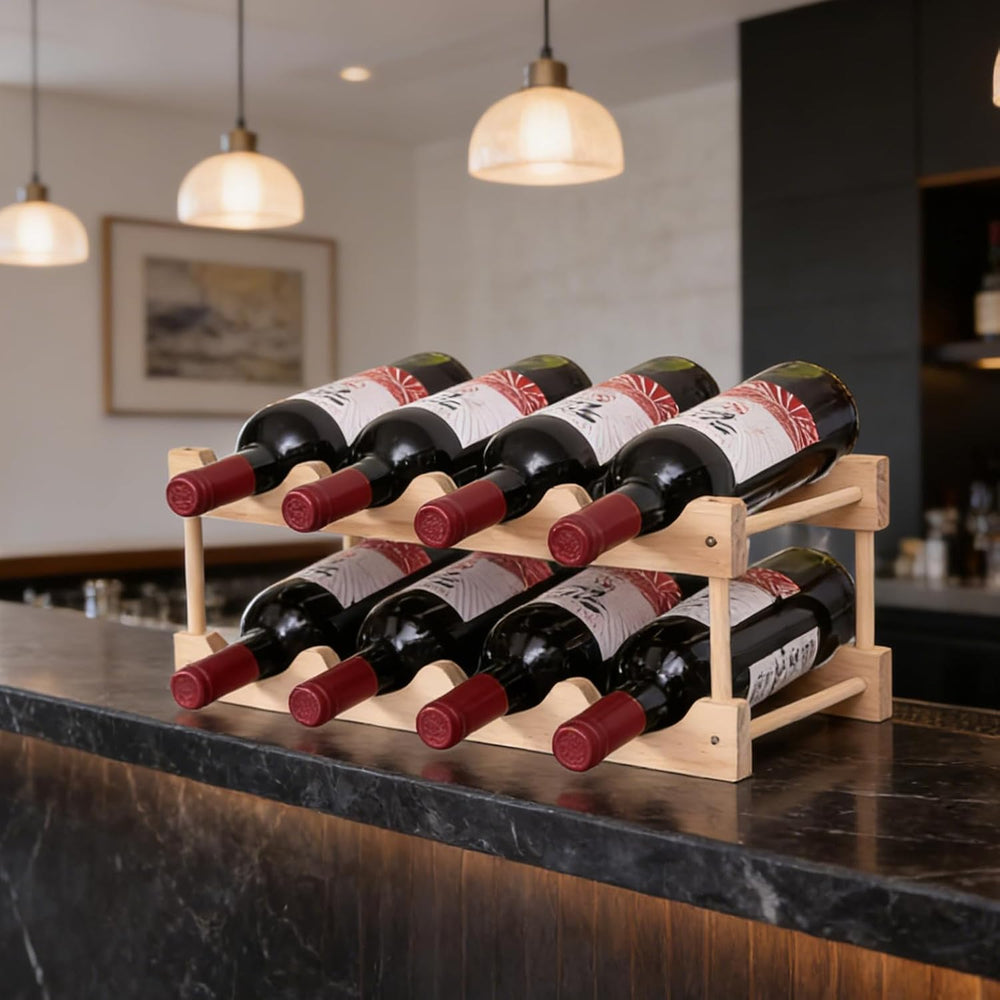 Wooden Stackable Storage Modular Small countertop Wine Rack Cabinet-Freestand...