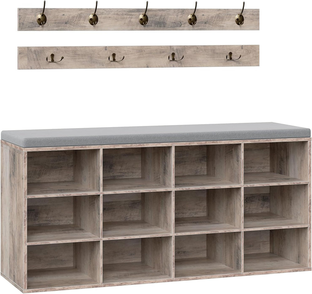 HOOBRO Shoe Storage Bench with Cushion, 39.4" L Entryway Bench with 12 C...