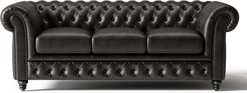 Valencia Parma Chesterfield 3 Seater Sofa 82" | Premium Leather | Mid-Ce...