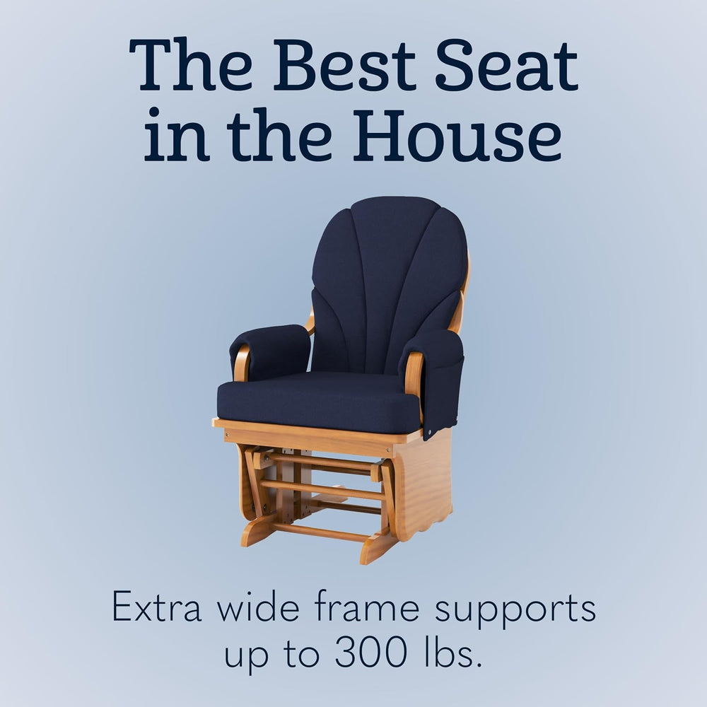 Foundations Lullaby Wood Base Glider Rocker Chair, Navy Polyester