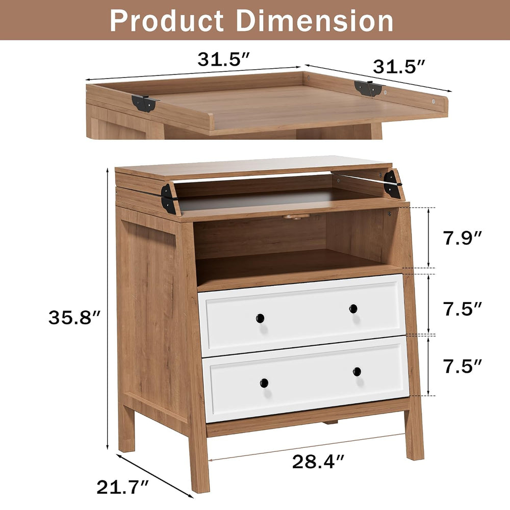 Changing Table Dresser with Foldable Tabletop