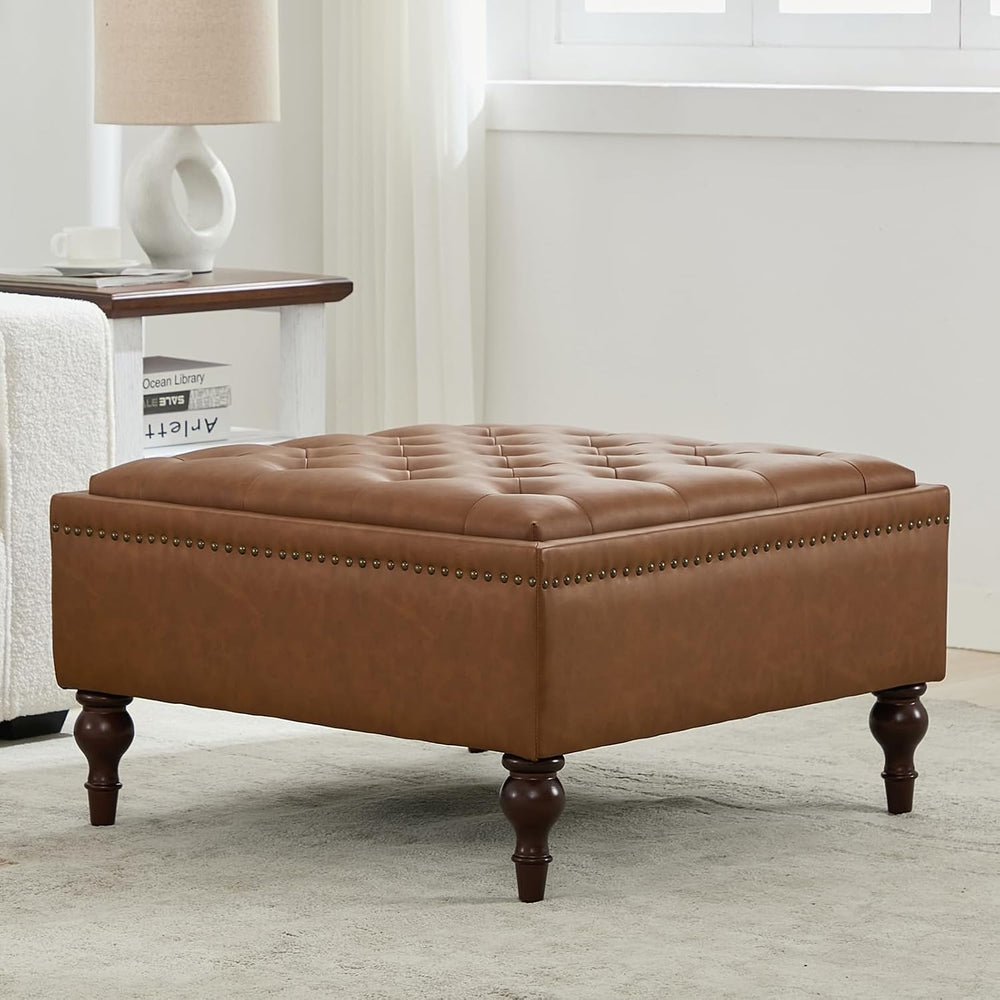 Storage Ottoman Coffee Table, Large Ottoman with Storage Oversized Square Foo...
