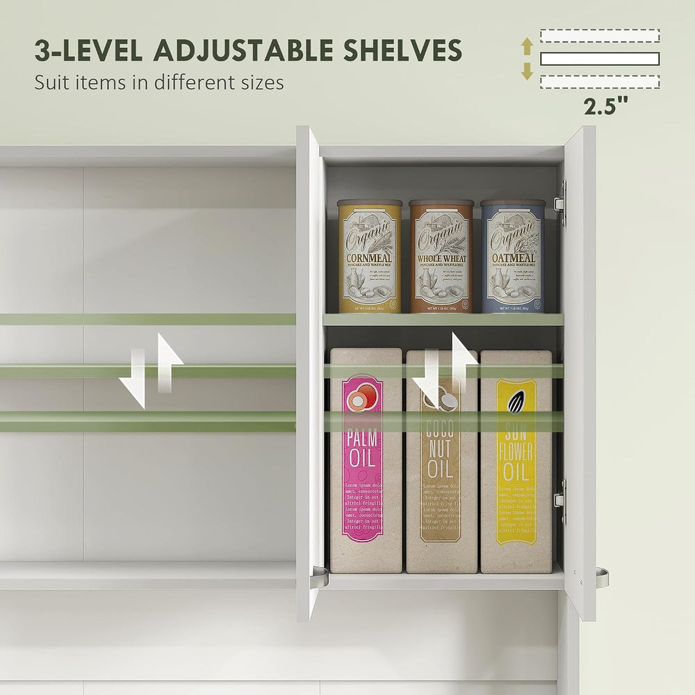 HOMCOM 71" Kitchen Pantry Cabinet, Tall Storage Cabinet with Microwave S...